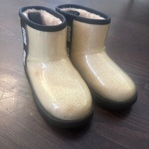 UGG Kids Cream and Black Rain Boots